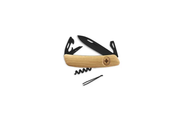 Couteaux suisses D03 ALLBLACK, chêne Swiza