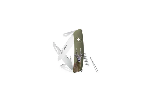 Couteaux suisses D05, olive, impression Chevreuil Swiza