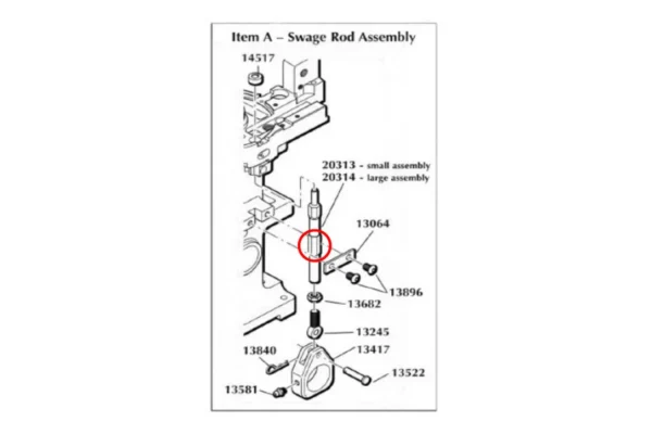 Dillon Swage Rod Assembly for Super 1050, Caliber: Small Primer