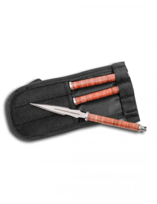 *ENSEMBLE KUNAI NOIR PETIT ET GRAND MODELE AVEC ETUI SOUMIS A REGLEMENTATION POUR LA REVENTE