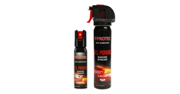 Pack Bombes GEL POIVRE 25ml et 75 ml VPROTEC – Lacrymogène – securicount