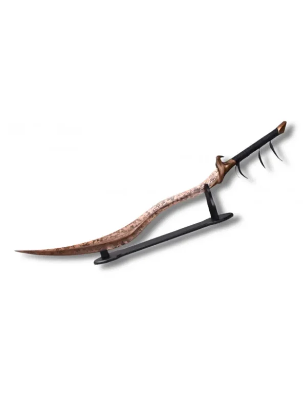 Épée Organique de Chasseur – Lame Courbe Style Dragon avec Support