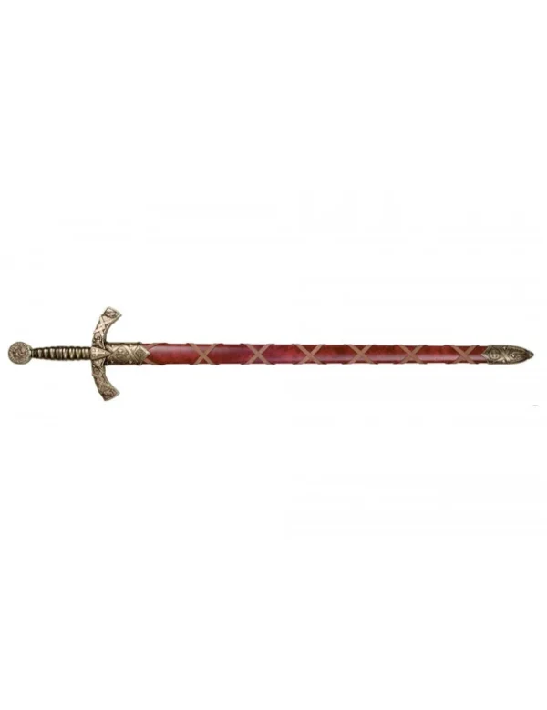 EPEE DE CHEVALIER TEMPLIER AVEC FOURREAU ROUGE TRESSE