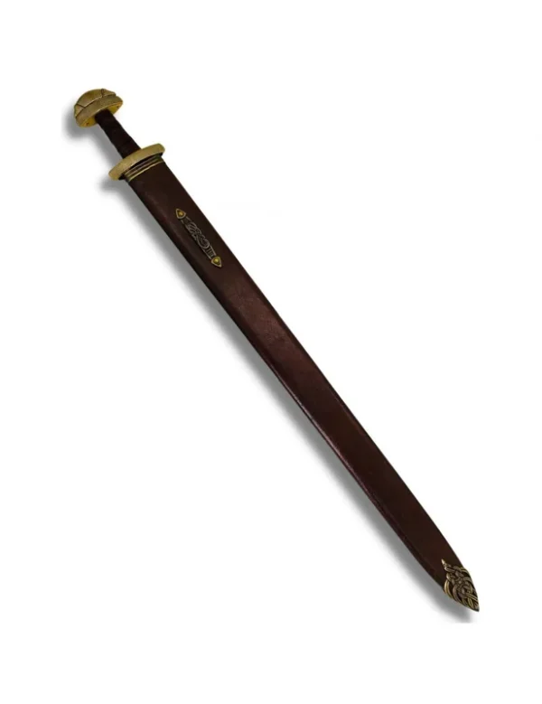 EPEE DE JARL VIKING FINITION BRONZE AVEC ORNEMENT ET FOURREAU CUIR