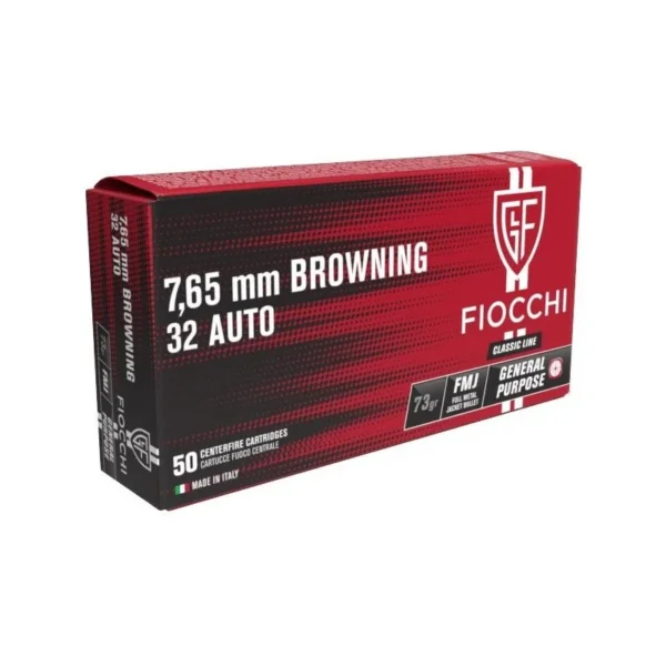 Fiocchi 7.65 Browning FMJ 73gr x50 – Cartouches compactes | Catégorie B