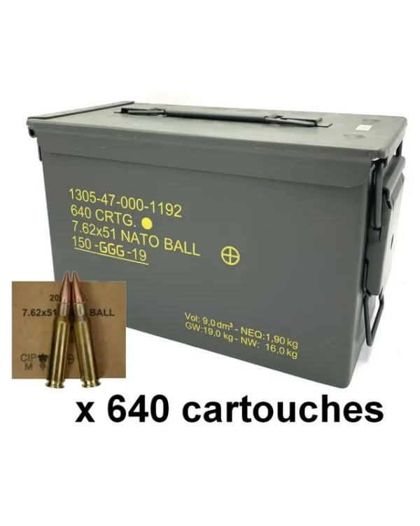 GGG caisse de 640 cartouches FMJ 147 gr cal.308 Win (7,62×51)