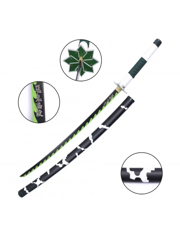 KATANA NON TRANCHANT NOIR ET BLANC DECORE