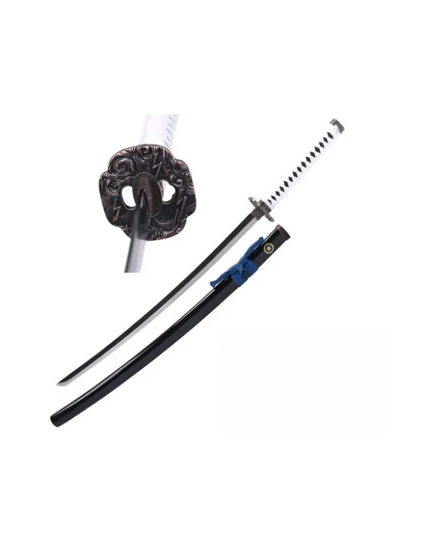 KATANA NON TRANCHANT NOIR TRESSAGE MANCHE BLANC