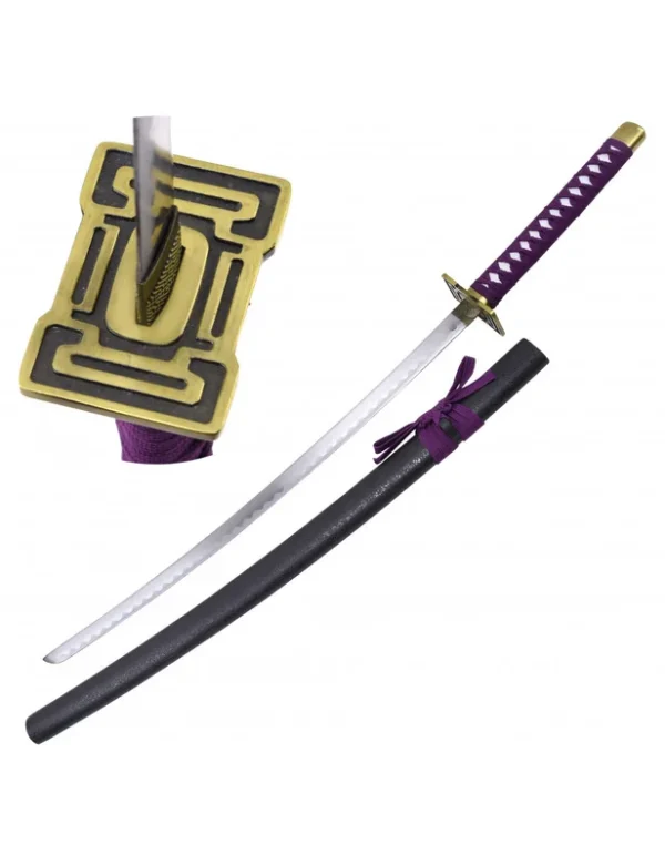 *KATANA NON TRANCHANT NOIR TRESSAGE VIOLET