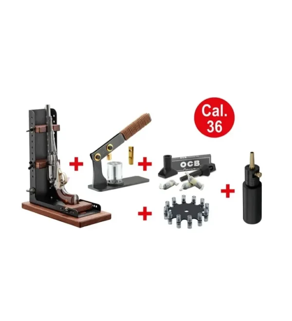 KIT BP MAKER CAL 36 : PRESSE POUR BARRILLET + SUPPORT + POIRE + KIT CARTOUCHES PAPIER + AMORCEUR | WesternGuns