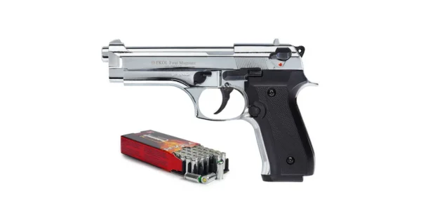 Kit défense EKOL Firat Magnum Chromé type “Beretta 92” cal. 9 mm – Armes de défense/Pistolet et Revolvers à blanc – securicount
