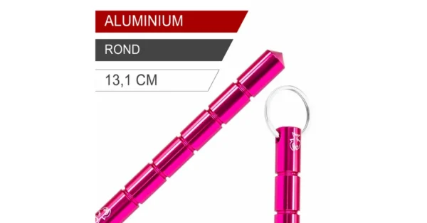 Kubotan rond 131mm rose Piranha PKB2 – Matraque – securicount
