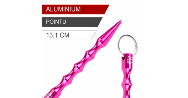 Kubotan rond 131mm rose Pointu Piranha PKB2 – Matraque – securicount
