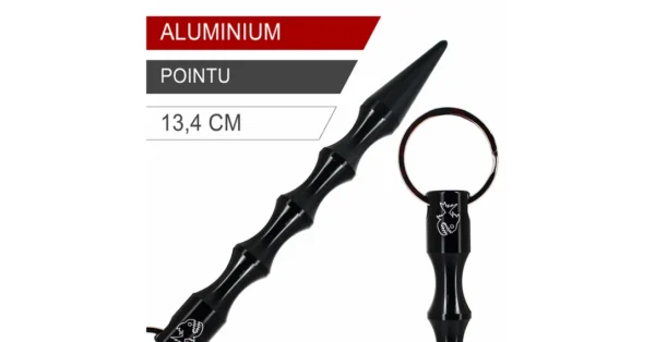 Kubotan rond 131mm noir Pointu Piranha PKB2 – Matraque – securicount