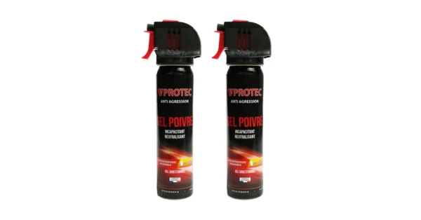 Lot de 2 x Bombes lacrymogènes gel POIVRE 75ml VPROTEC – Lacrymogène – securicount