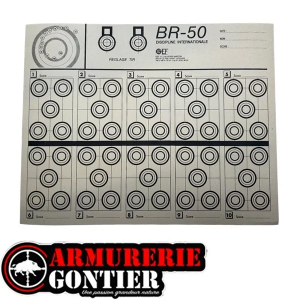 cibles BENCHREST BR-50 (GEF) au format 28,5 × 36 cm www.ArmurerieGontier.fr