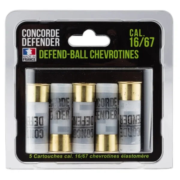 Lot de 5 cartouches CONCORDE DEFENDER 16/67 CHEVROTINES sur notre Armurerie en ligne ArmurerieGontier.fr