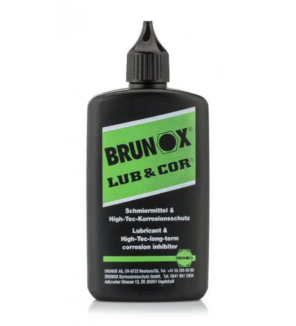 Lubrifiant Lub & Cor en bouteille 100 ml avec orifice goutte à goutte – Brunox – Tout-Chasse.fr