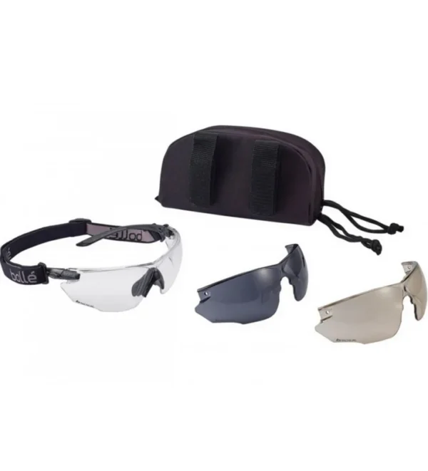 Lunettes BOLLE Combat Kit incolore avec deux écrans, harnais et housse – Tout-Chasse.fr