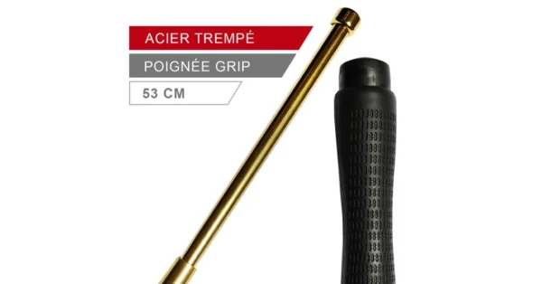 Matraque télescopique ESP acier trempé 53cm Gold avec étui pivotable – Matraque – securicount
