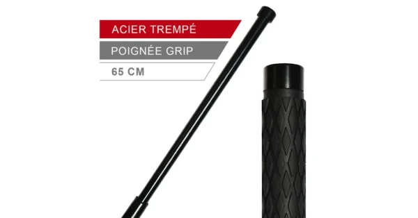 Avis et commentaires de Matraque télescopique en acier trempé 66 cm – Bâton télescopique