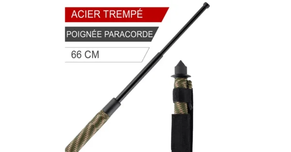 Matraque / Bâton télescopique Acier Trempé 66 cm