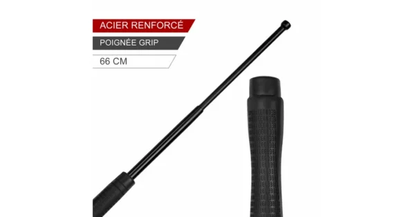 Matraque télescopique acier trempé Noir ESP 66 cm et étui Quick Change