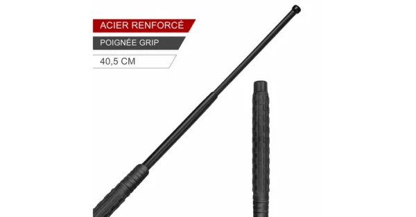 Matraque / Bâton télescopique Nickel acier renforcé Noir ESP 40,5 cm