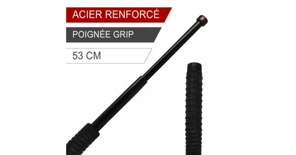 Matraque télescopique acier renforcé ESP 53cm – étui PVC