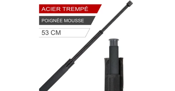 Matraque télescopique en Acier Trempé 53,5 cm
