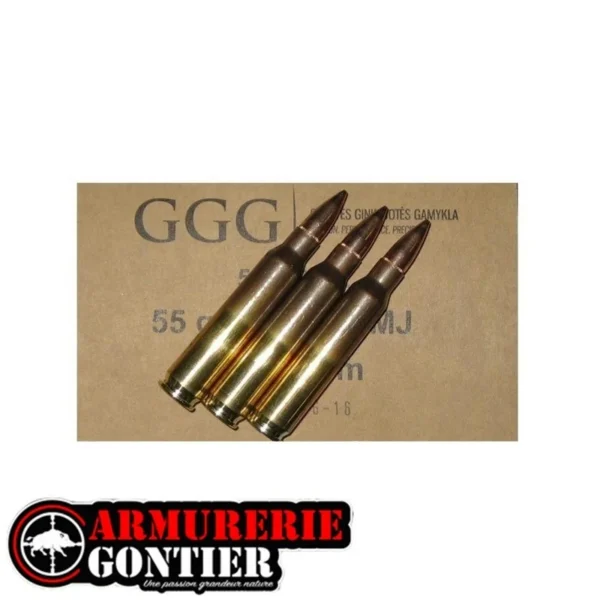 Munition GGG cal.223 Rem FMJ 55 gr boite de 50 – Armurerie Gontier