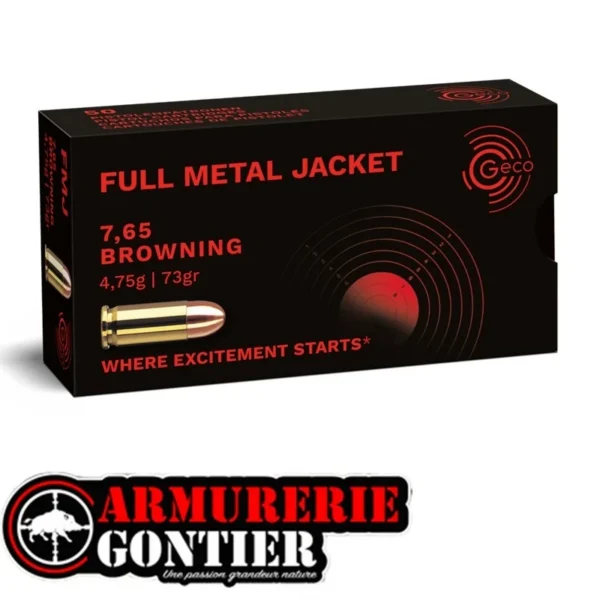 GECO 7.65 Browning FMJ 73 gr – Munitions .32 ACP Boîte de 50