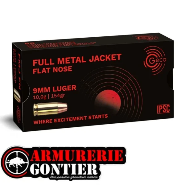 GECO 9mm FMJ 154 gr Subsonique – Munitions 9×19 Boîte de 50