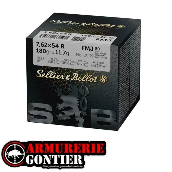 Munitions Sellier&Bellot 7.62X54R FMJ 11.7g-180gr vrac de 50 – www.Armurerie Gontier.fr