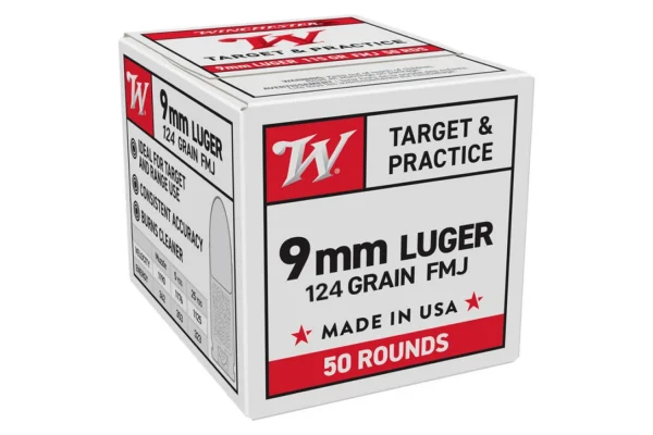 Munitions Winchester 9×19 124gr FMJ x50 | Gun Project
