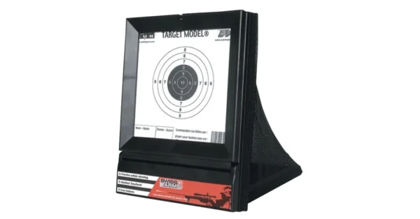 Porte cibles POUR AIRSOFT noir avec filet récupérateur 25 cm – Swiss Arms