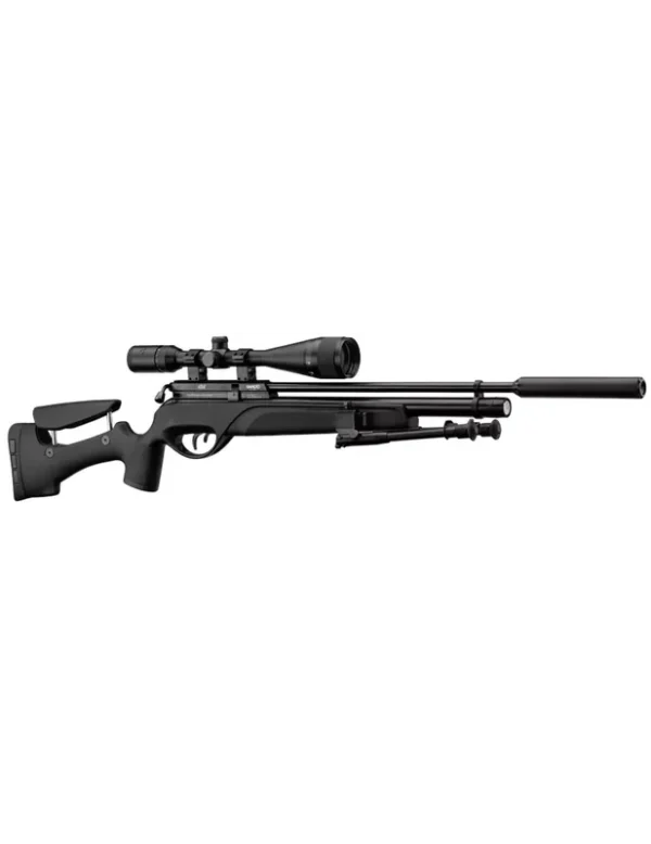 Pack carabine air comprimé PCP Gamo HPA cal.5.5mm 40J + lunette 6-24×50 + modérateur de son + bipied + pompe