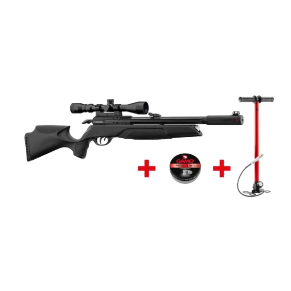 PACK CARABINE PCP GAMO ARROW 4.5MM 19.9J + LUNETTE 3-9X40WR + PLOMBS + POMPE