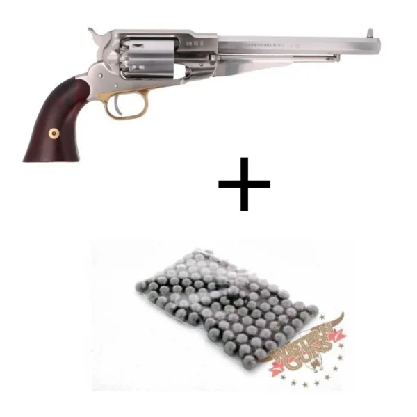 PACK PIETTA 1858 REMINGTON INOX CAL 44 + 100 BALLES RONDES | WesternGuns