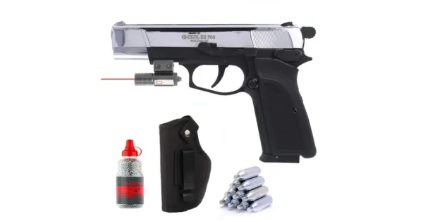 Pack Pistolet Ekol ES P66 Shinny CO2 cal. 4.5mm BBs + Micro Laser Rouge Full Metal