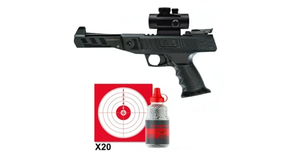 Pack Pistolet Ekol Fowler cal. 4.5mm plombs et BBs 3 joules + Viseur Point Rouge