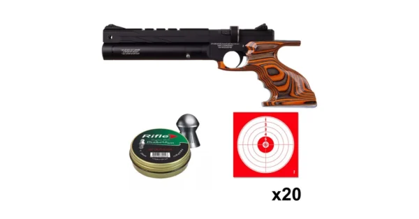 Pistolet RPA Orange Laminé Reximex PCP cal. 5.5mm 14.5 joules + cibles