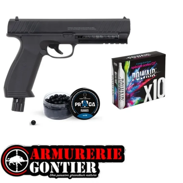 PACK Pistolet Vesta Defense PDW50 CO2 Cal. .50 – Nouvelle Génération