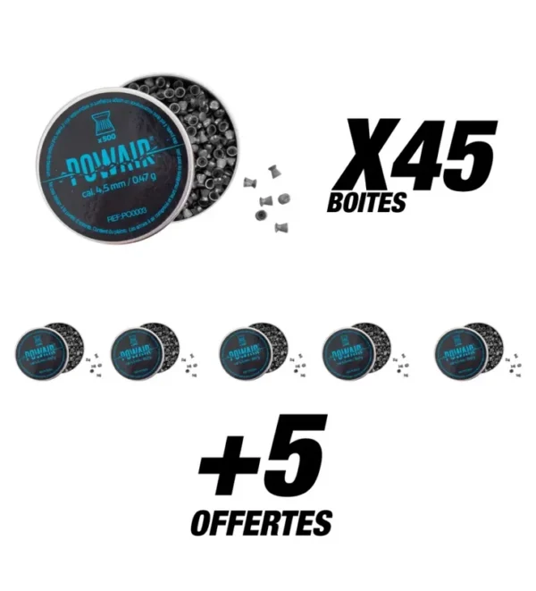 Pack Plombs Plats Powair – Cal. 4,5 mm x25000 (50 Boites) – Tout-Chasse.fr