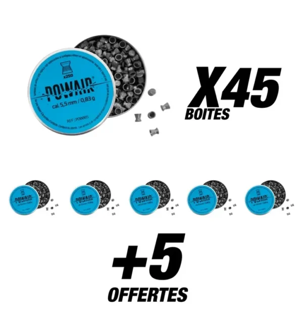 Pack Plombs Plats Powair – Cal. 5,5 mm x12500 (50 Boites) – Tout-Chasse.fr