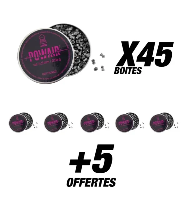 Pack Plombs Pointus Powair – Cal. 4,5 mm x25000 (50 Boites) – Tout-Chasse.fr