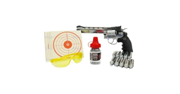 Kit Revolver Dan Wesson Chromé 6″ cal. 4.5 mm – Tir de loisir/Pistolet à plomb – securicount