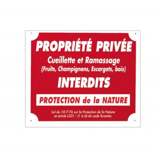 Acheter Panneau Propriété Privée Cueillette Interdite 30×25 cm | toutpourlahutte.fr