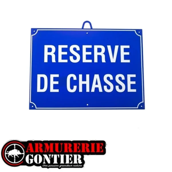 Panneau réserve de chasse bleu 28x20cm Januel sur notre site de vente en ligne ArmurerieGontier.fr