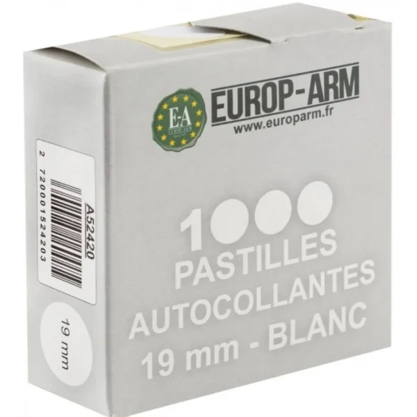PASTILLES AUTOCOLLANTES 19mm BLANCHES | WesternGuns